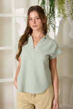 Load image into Gallery viewer, Olive Striped V-Neck Top