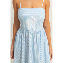 Load image into Gallery viewer, Blue Striped Spaghetti Strap Dress