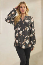 Load image into Gallery viewer, Grey Floral Urban Ribbed Top