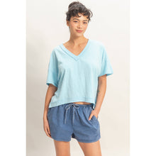Load image into Gallery viewer, Blue Oversized V-Neck Top