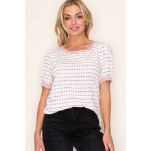 Load image into Gallery viewer, Red Stripe Contrast Dotted Top
