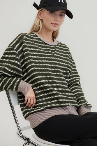 Olive & Cream Stripped Top