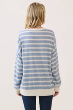 Load image into Gallery viewer, Blue Striped Drop Shoulder Pullover Top