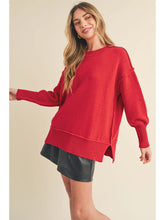 Load image into Gallery viewer, Red Boxy Sid Slit Sweater