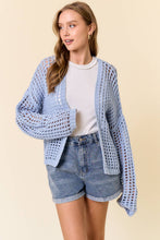 Load image into Gallery viewer, Blue Crochet Fishnet Cardigan
