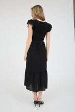 Load image into Gallery viewer, Black Bow Detail Smocked Midi Dress