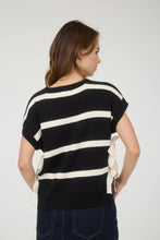 Load image into Gallery viewer, Black Stripe Side Tie Sweater