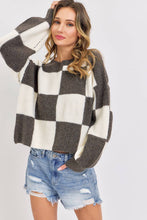 Load image into Gallery viewer, Brown Checker Comfy Sweater