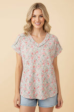 Load image into Gallery viewer, Mint Floral Ribbed Top