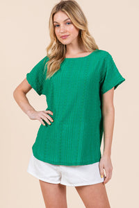 Green Eyelet Boho Top