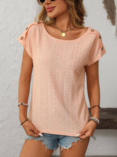 Load image into Gallery viewer, Coral Crewneck Button Detail Top