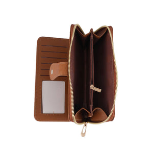 Rachel Vegan Leather Laser Cut Out Detail Wallet/Wrist: Black