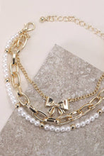 Load image into Gallery viewer, BOW PEARL LINK TRIO SET BRACELETS
