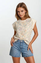 Load image into Gallery viewer, Butter Yellow Floral Embroidery Print Top