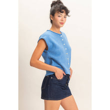 Load image into Gallery viewer, Red Rolled Edge Button Front Sweater Vest