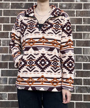 Load image into Gallery viewer, Western Tribal 1/4 Zip Sherpa Pullover