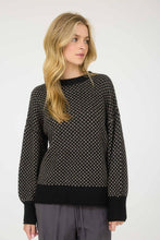 Load image into Gallery viewer, Black Mini Jacquard Crew Neck Sweater