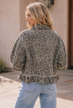 Load image into Gallery viewer, Leopard Print Frayed Ruffle Hem Shirt Jacket: LEOPARD / L