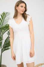 Load image into Gallery viewer, White V Neck Ruffle Dress