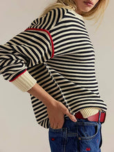 Load image into Gallery viewer, Black &amp; Cream Dropped Shoulder Sweater