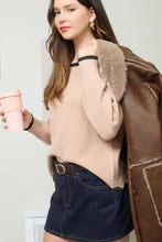 Load image into Gallery viewer, Khaki Contrast Scallop Trim Sweater