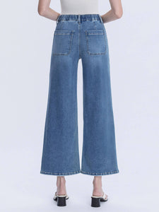 Vervet High Rise Elastic Waistband Wide Leg Jeans
