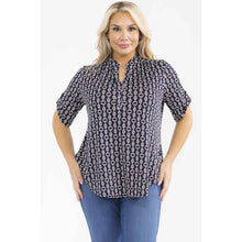 Load image into Gallery viewer, Navy &amp; White Mandrine Top