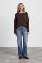 Load image into Gallery viewer, CONTRAST TRIM OFF SHOULDER LONG SLEEVE SWEATER: BLACK