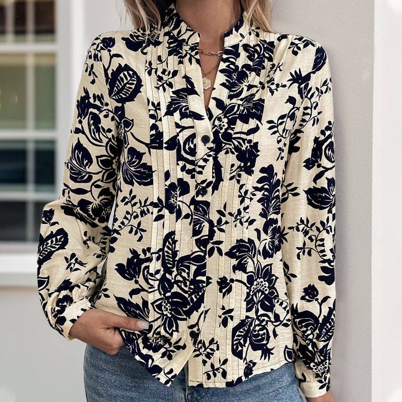 Navy Vintage Printed Top
