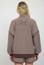 Load image into Gallery viewer, Brown Half Zip Stripe