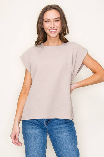 Taupe Round Neck Top