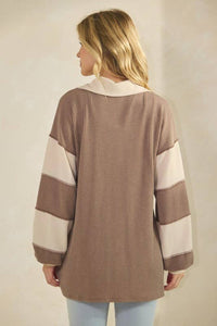 Mocha Contrast Sleeve Top