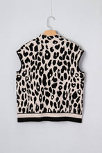 Load image into Gallery viewer, Leopard Mock Neck Short Sleeve Sweater