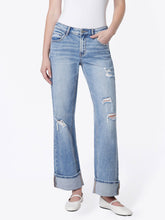 Load image into Gallery viewer, Vervet Mid Rise Distressed Cuffed Slim Wide Jean