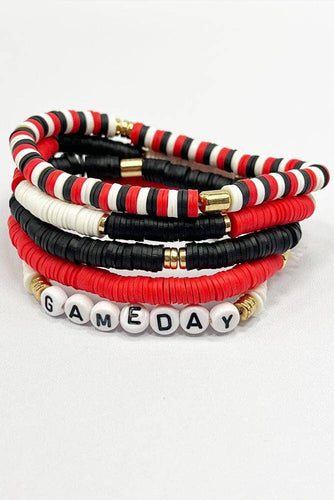 Gameday Stretch Bracelet Set: Red Black