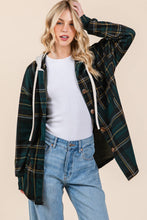 Load image into Gallery viewer, Green Hooded Flannel
