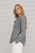 Load image into Gallery viewer, Charcoal Washed Henley Top