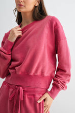 Load image into Gallery viewer, Plum Pink Mineral Wash Luxe Cropped Sweatshirt