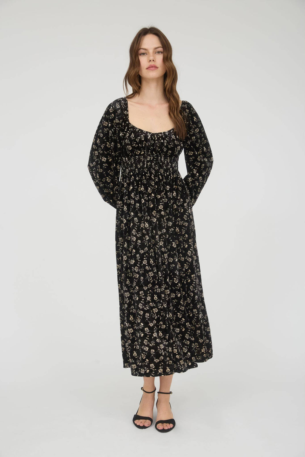 Black Floral Midi Dress
