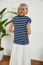 Load image into Gallery viewer, Navy &amp; White Striped Raglan Sleeve Top