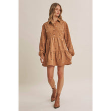 Load image into Gallery viewer, OLIVE MEADOW MARKET ARTISAN DAISY EMBROIDERED CORDUROY MINI DRESS