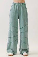 Load image into Gallery viewer, Moss Green Mineral Washed Seam on Knees Solid Pants