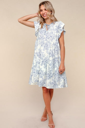 Folded Ruffle Short Sleeve Babydoll Dress
