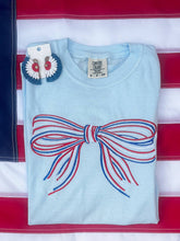Load image into Gallery viewer, Red White and Blue Embroidered Bow Tee