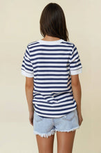 Load image into Gallery viewer, Navy Striped V-Neck Top