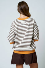 Load image into Gallery viewer, Taupe &amp; Orange Colorblock Drop Sleeve Top