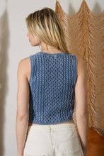 Load image into Gallery viewer, Indigo Washed Cable Sweater Tank