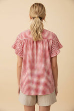 Load image into Gallery viewer, Red Checker V Neck Top