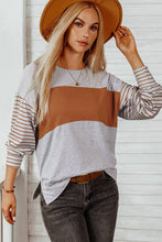 Load image into Gallery viewer, Colorblock Striped Bishop Sleeve Top