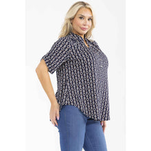 Load image into Gallery viewer, Navy &amp; White Mandrine Top